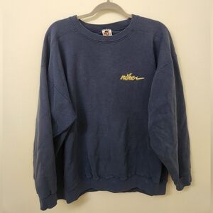 Nike Navy Crewneck Sweatshirt with Yellow Script Logo